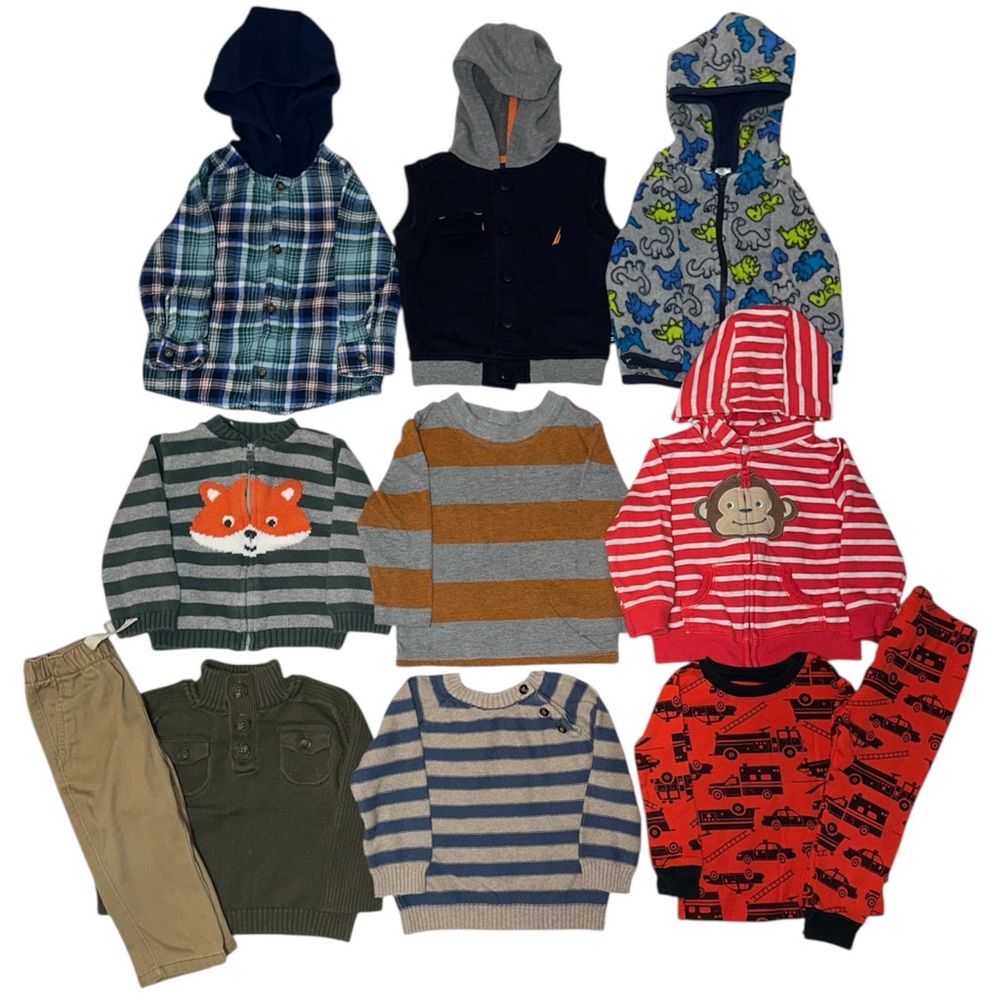 Baby Boy 12 Months Fall Winter Clothing Bundle Shirts Sweaters Jackets Pants PJs
